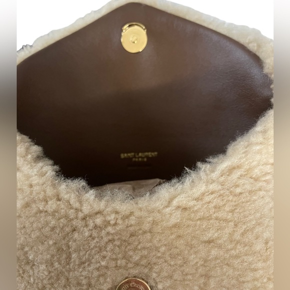 NWT YSL LOU PUFFER SMALL SHEARLING CLUTCH - Picture 7 of 11